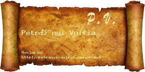 Petrányi Vulfia névjegykártya